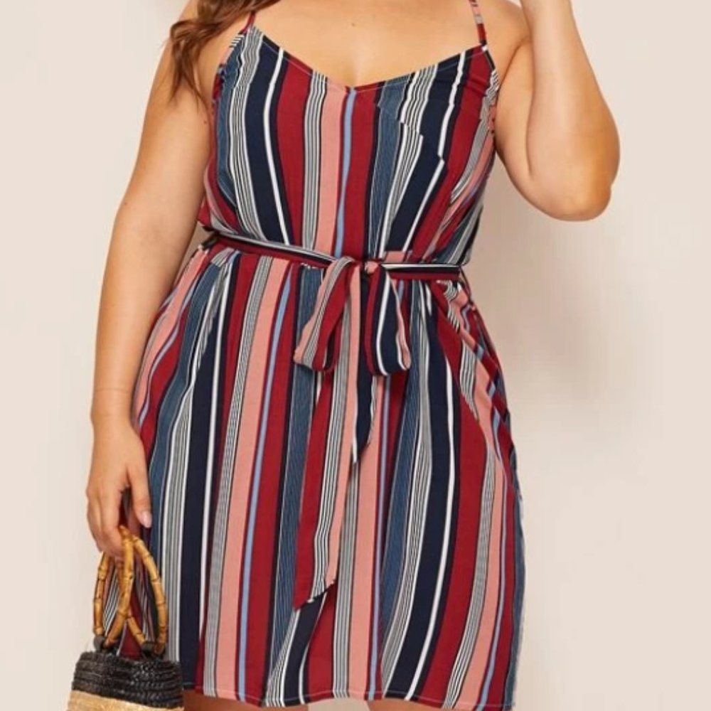 Criss Cross Striped Cami Dress